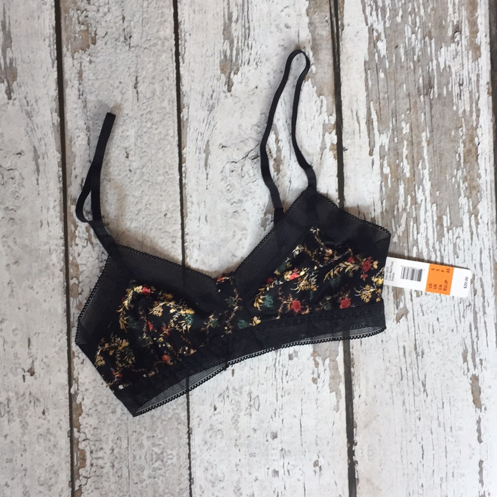 NWT- Sam Edelman Black Floral Bralette - Sz S - Picture 2 of 9
